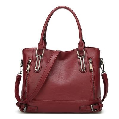 Роскошный дизайнер из искусственной кожи Tote Сумки на плечо Сплошной цвет Большая емкость Сумка для